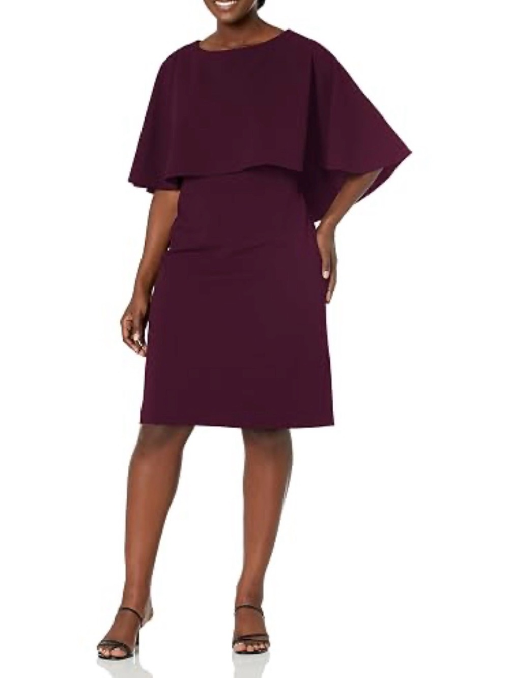 Calvin Klein women’s plus size burgundy dress sheath with capelet